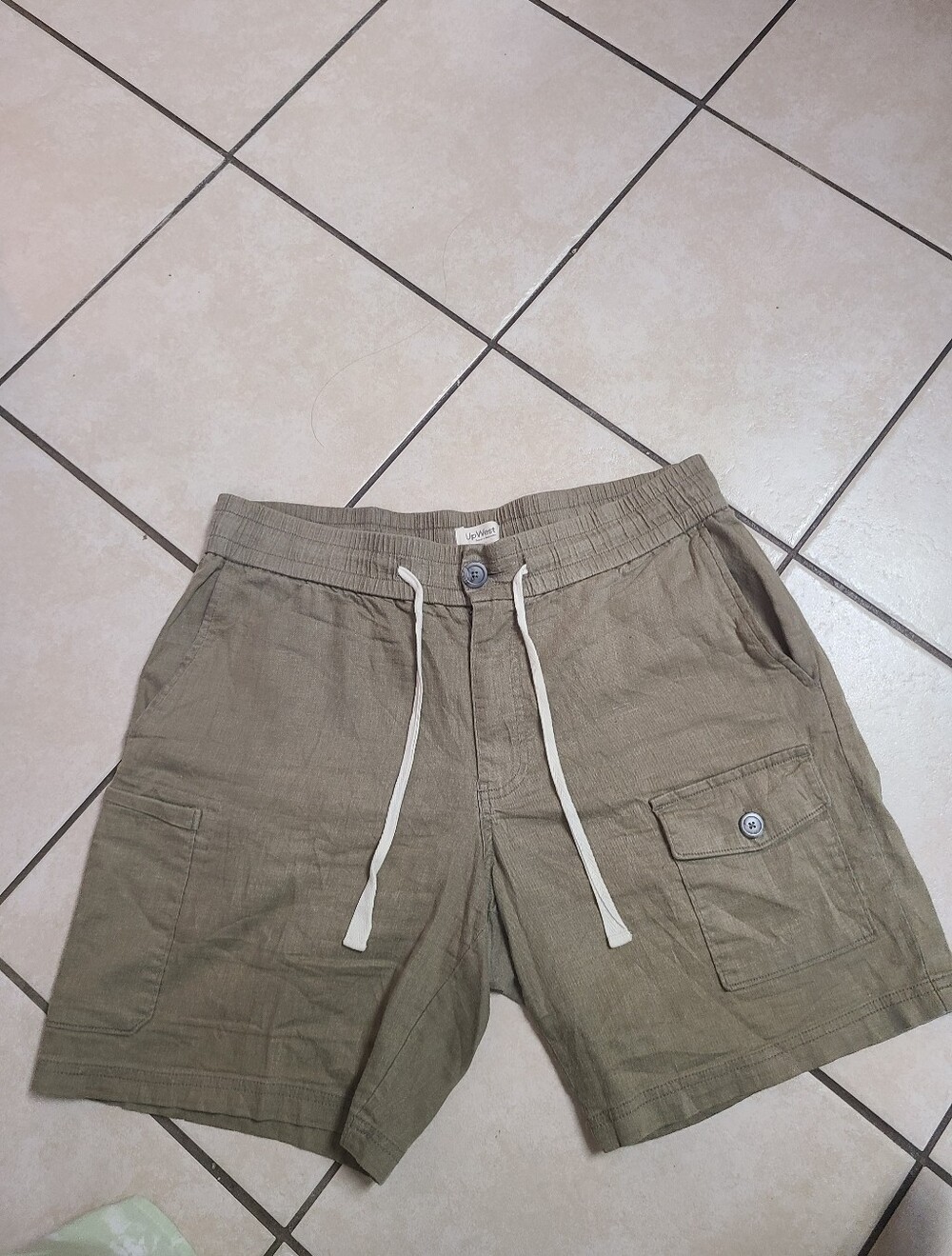 UpWest Olive Green Cargo Drawstring Shorts
